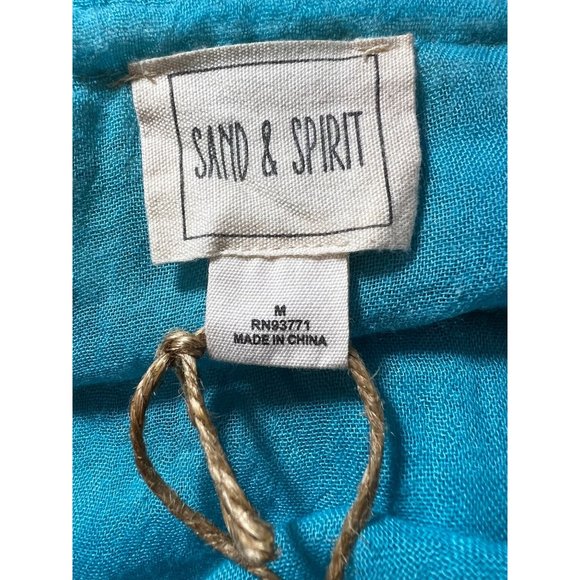 Sand and Spirit Kimono Women's' Medium Long Teal Swim Coverup With Crochet - Picture 8 of 12